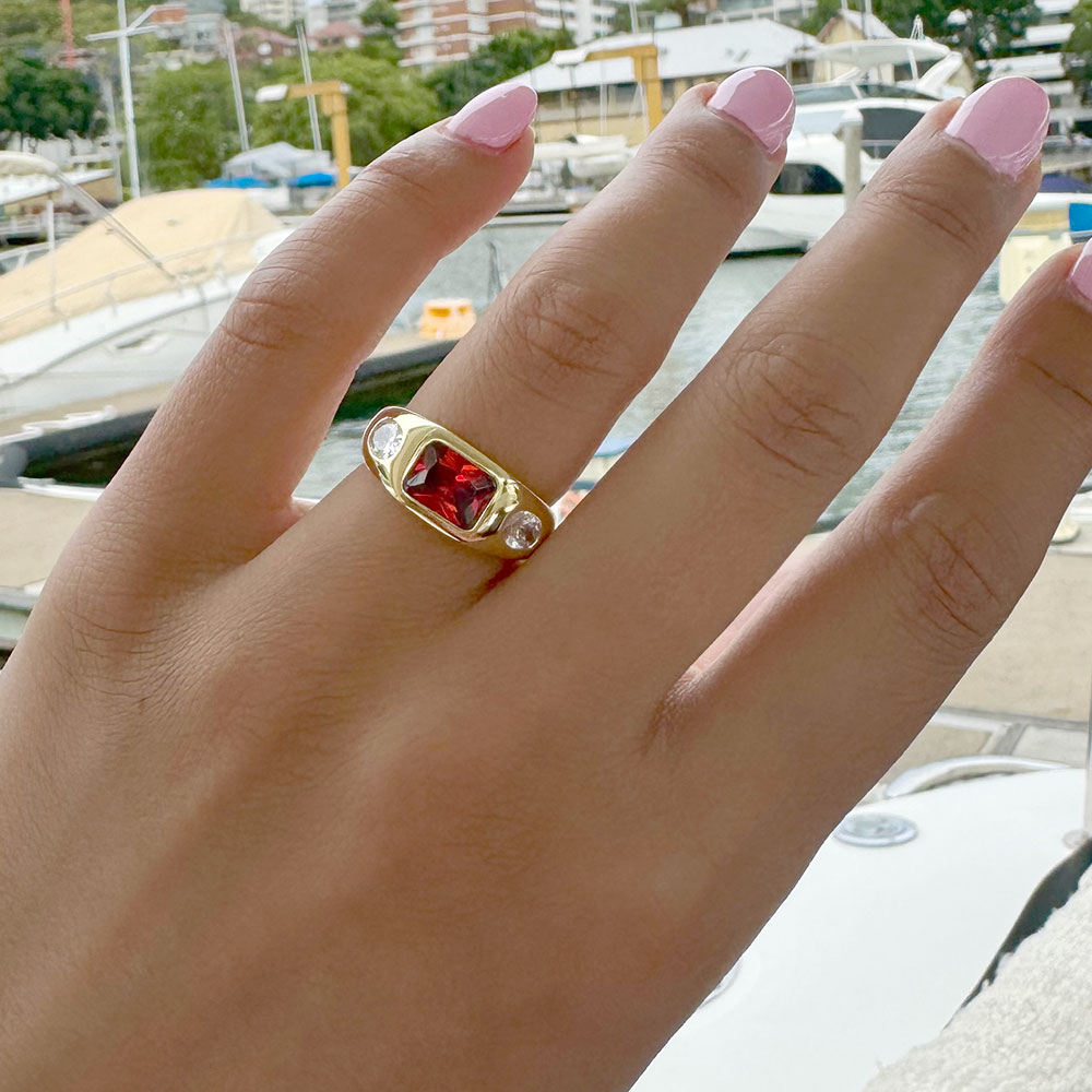 Garnet And Oval Gold Ring Temple Grace UK