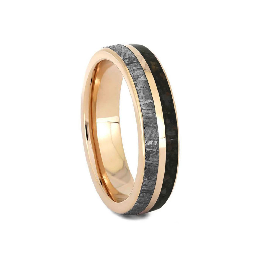 Meteorite And Dinosaur Bone Wedding Ring | Temple & Grace UK