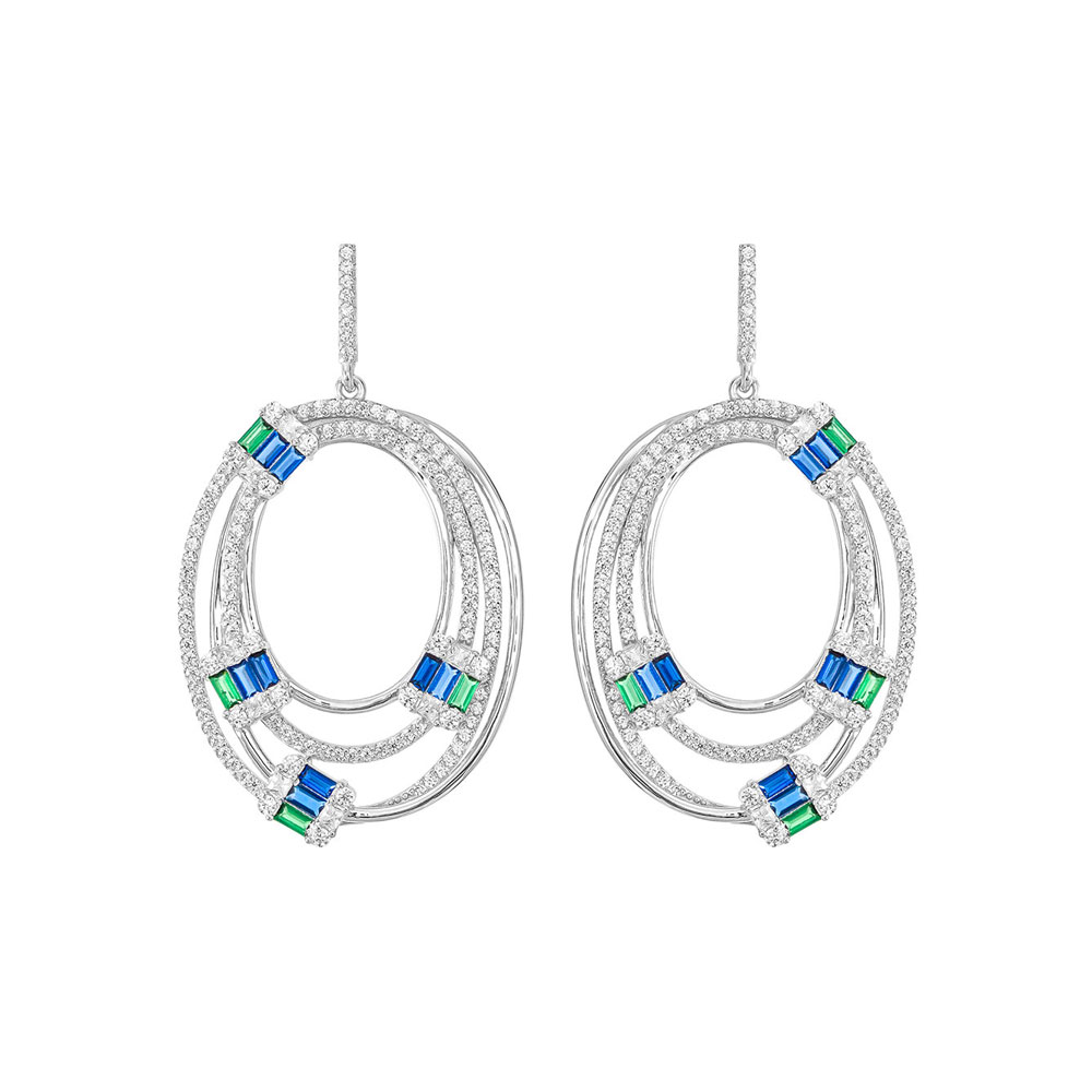 Diamond And Sapphire Concentric Circle Earrings Temple Grace UK