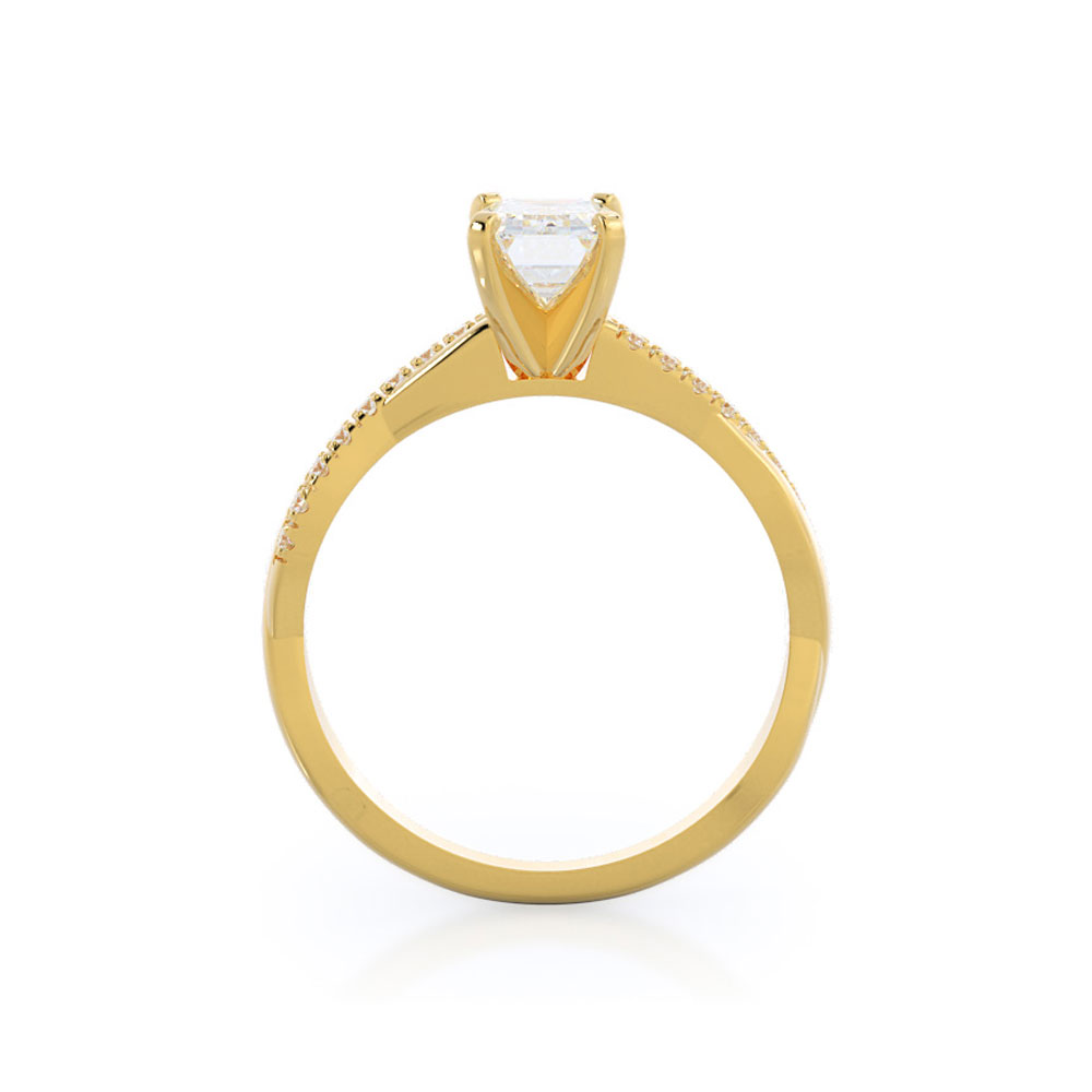 Emerald Twisted Lab Diamond Engagement Ring Temple & Grace UK