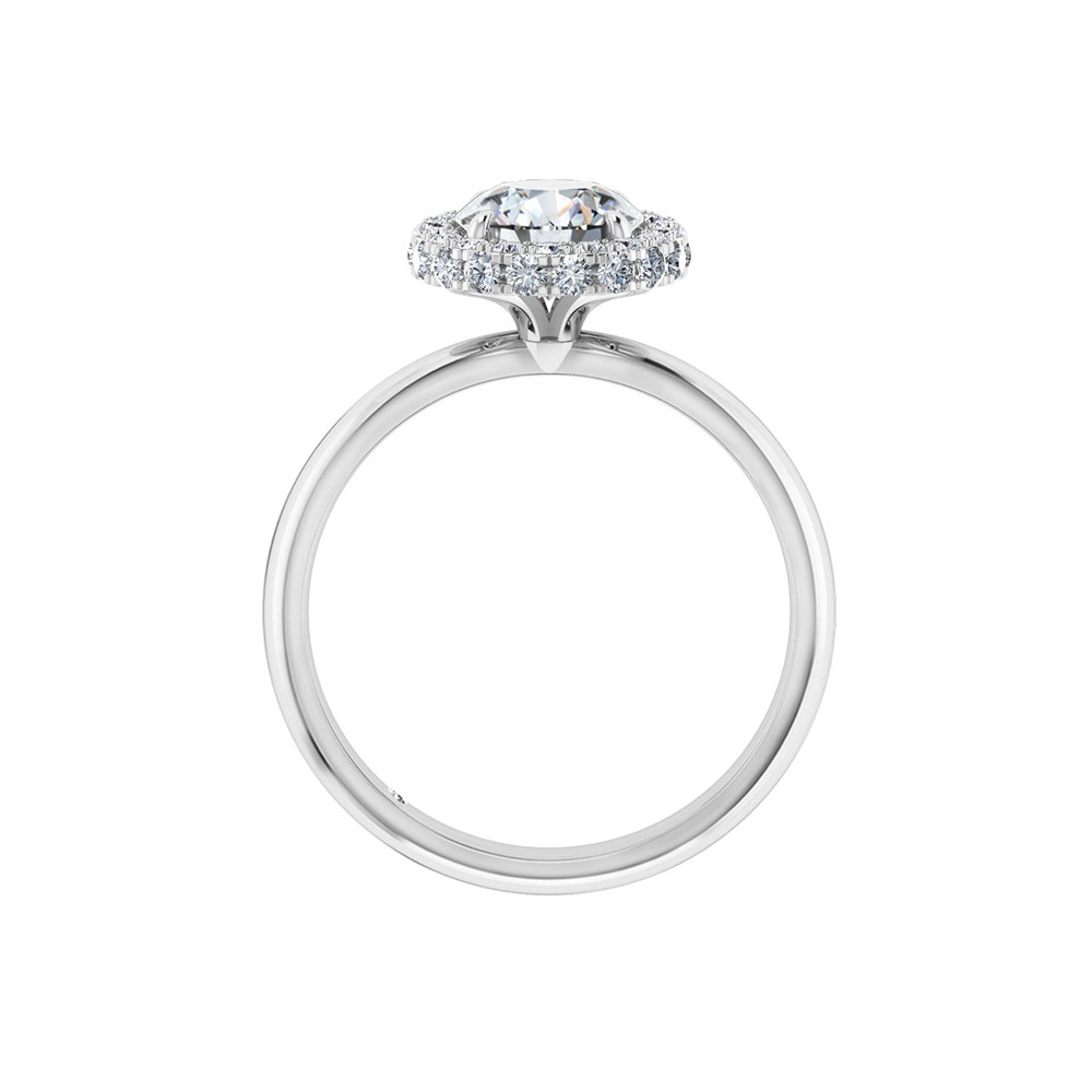 Round brilliant cut diamond with a 3d halo engagement ring