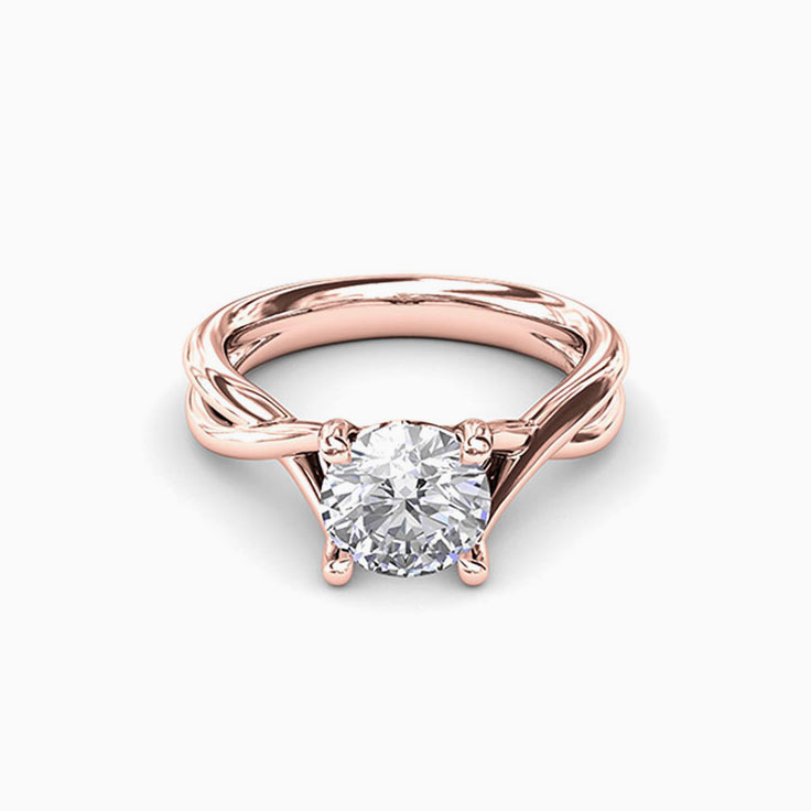 Classic Entwined Solitaire Diamond Gold Ring