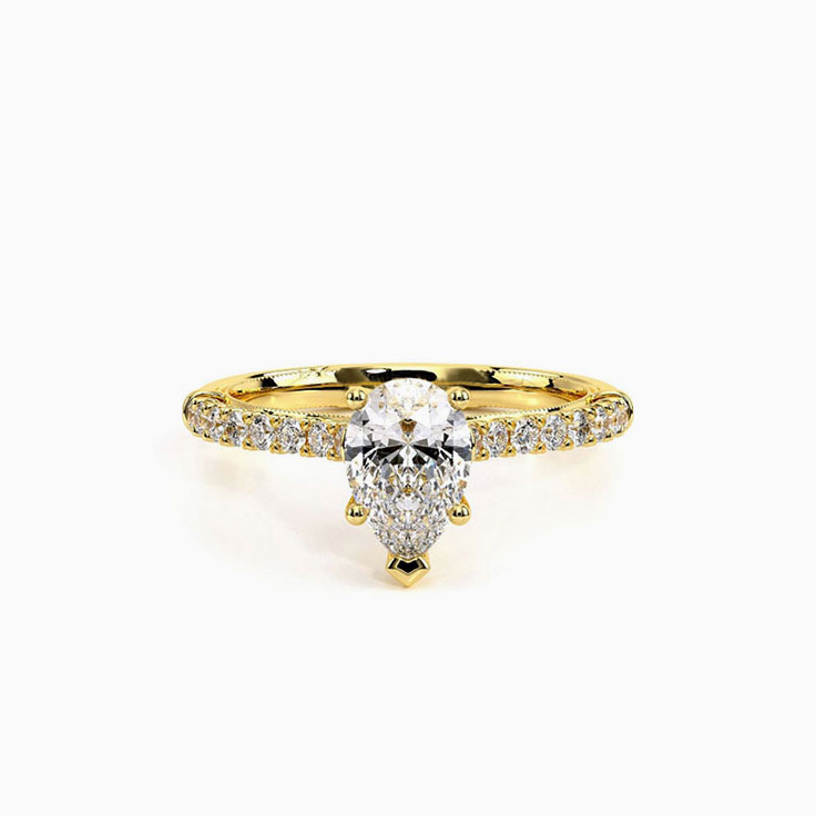 Brilliant Pear Diamond Pave Engagement Ring