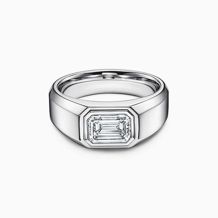 Emerald Cut Men's Engagement Ring