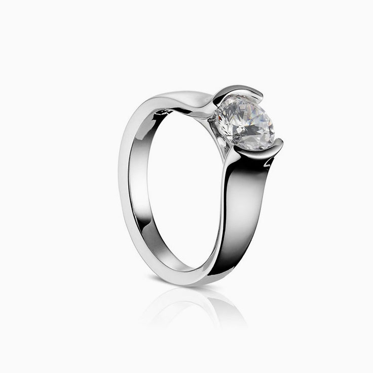 Gold bezel set engagement Band