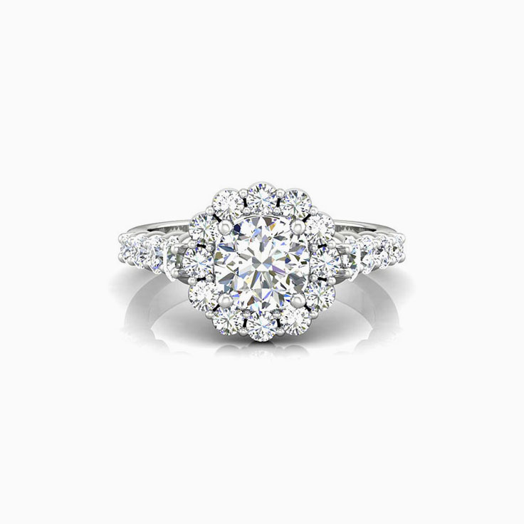 Brilliant Floral Diamond Engagement Pave Ring