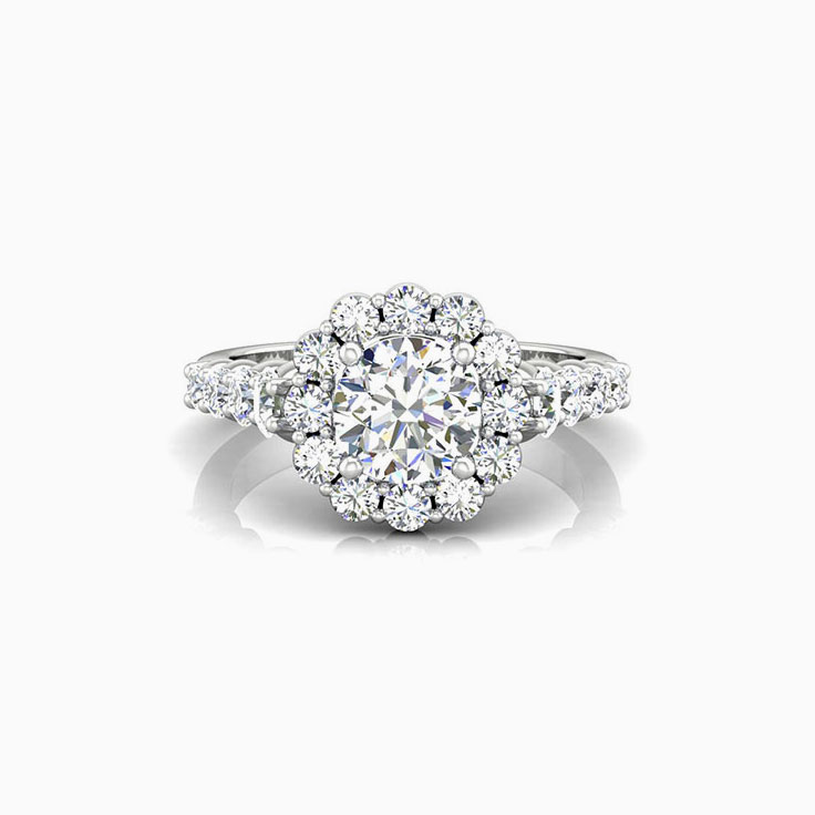 Brilliant Floral Diamond Engagement Pave Ring