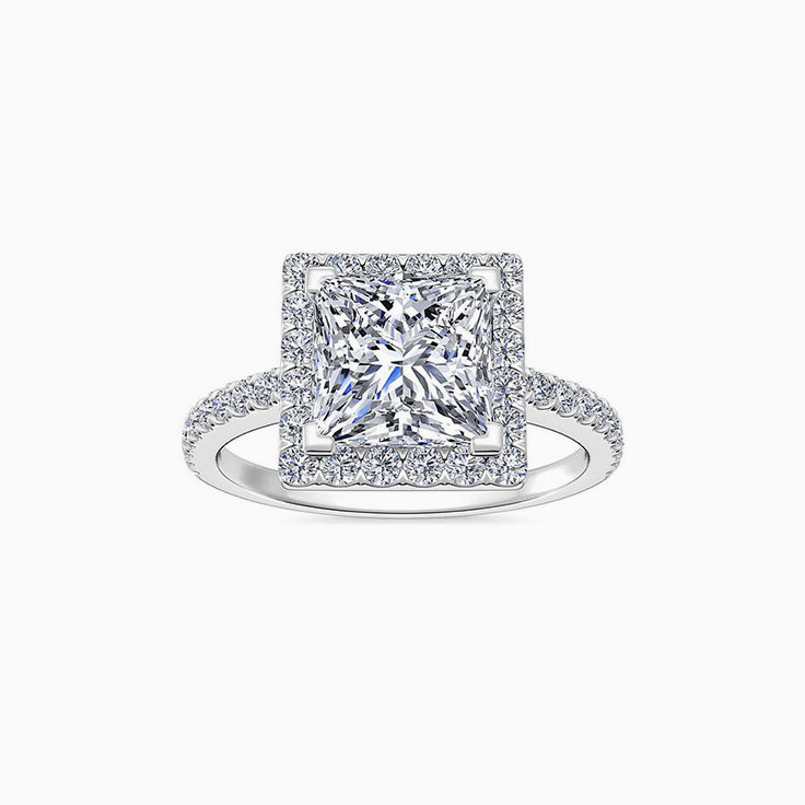 Classic Princess Cut Diamond Engagement Pave Ring