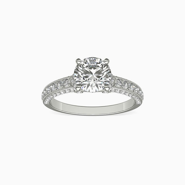 Half Eternity Diamond Engagement Pave Ring