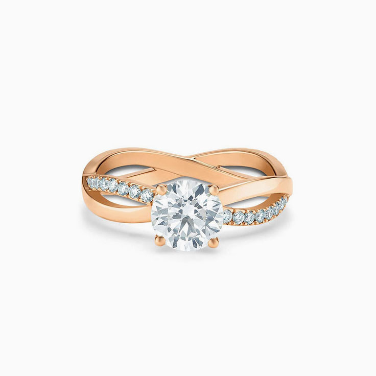 Criss Cross Diamond Engagement Pave Ring