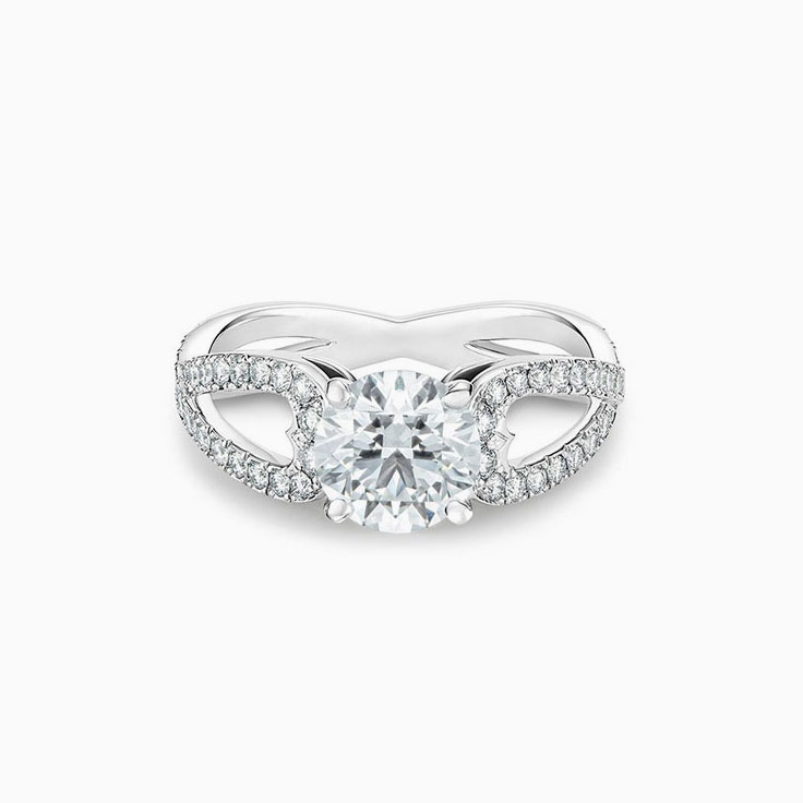 Infinity Split Shank Diamond Engagement Pave Ring