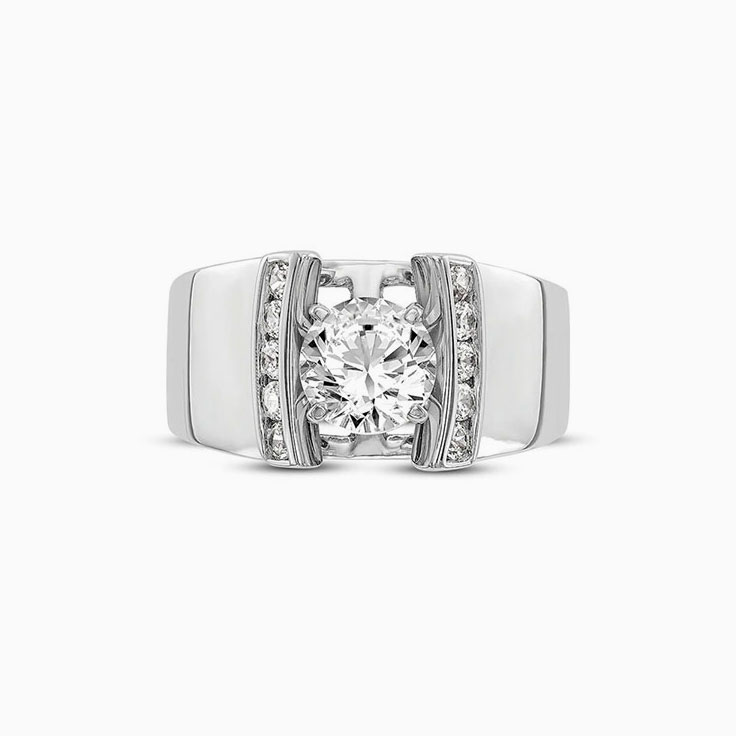 Bold Diamond Engagement Side Stone Ring