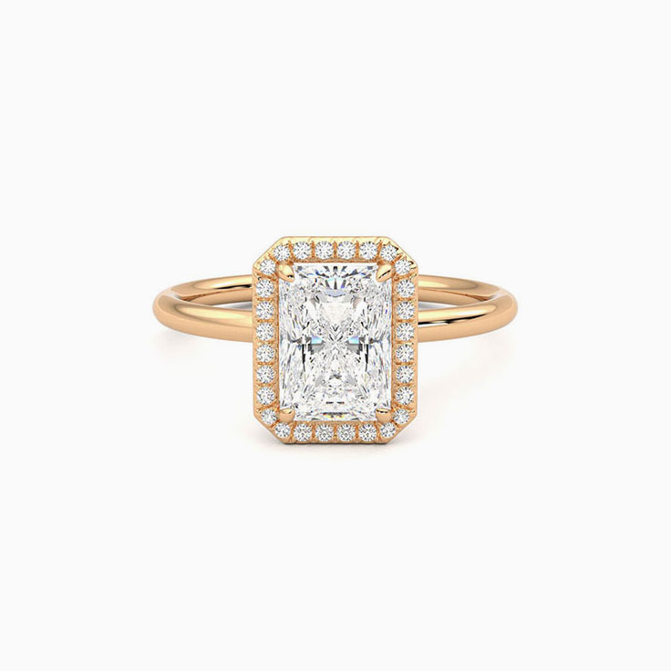 Four Claw Radiant Cut Diamond Engagement Ring