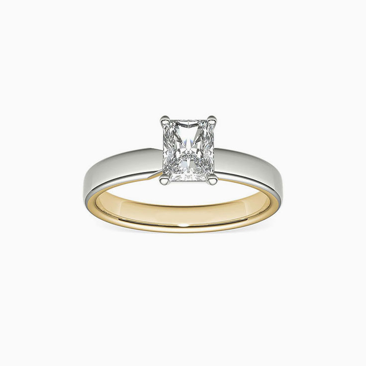 Two Tone Radiant Cut Diamond Engagement Ring