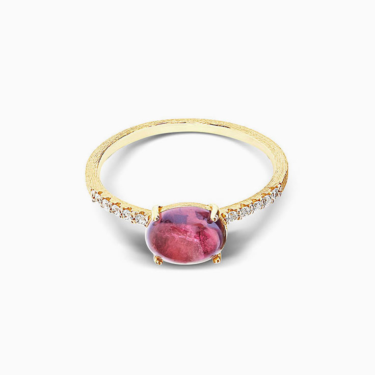 Gemstone Ring with Diamonds and Tourmaline