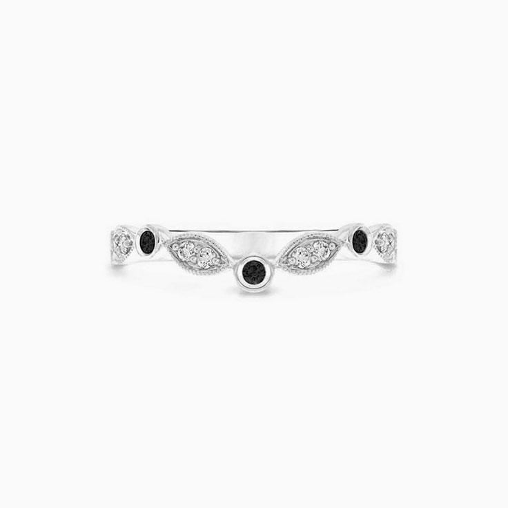 Black and White Curve Diamond Ring