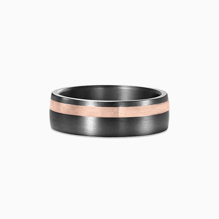 Tantalum And Gold Inlay Wedding Band 649A02