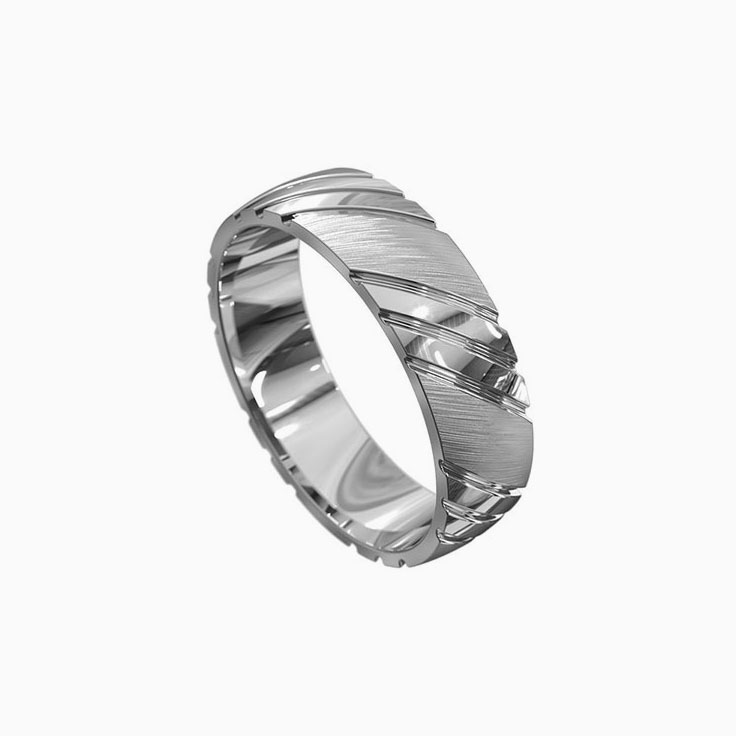 Handcarved Pattern Mens Wedding Ring