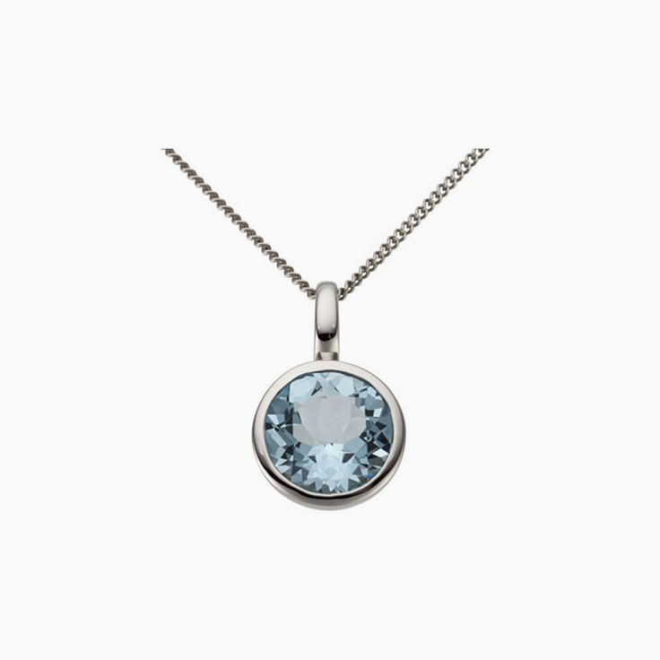 Round Blue Topaz Pendant