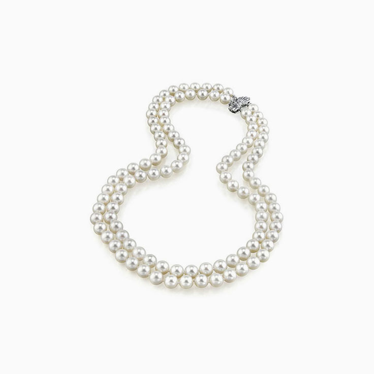 Double Long Strand Pearl Necklace