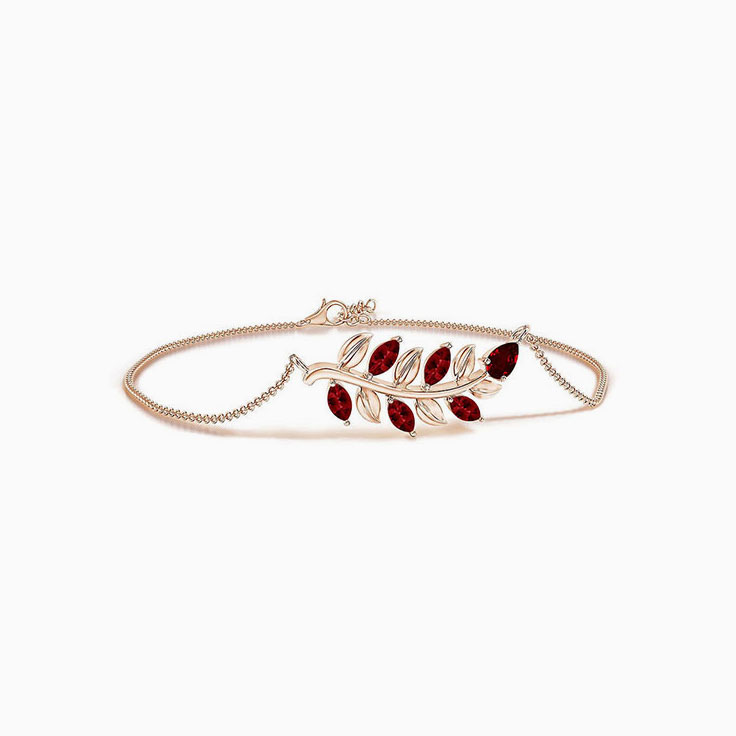 Leaf Pattern Ruby Bracelet