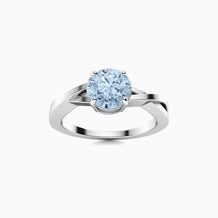 Solitaire  Aquamarine Ring