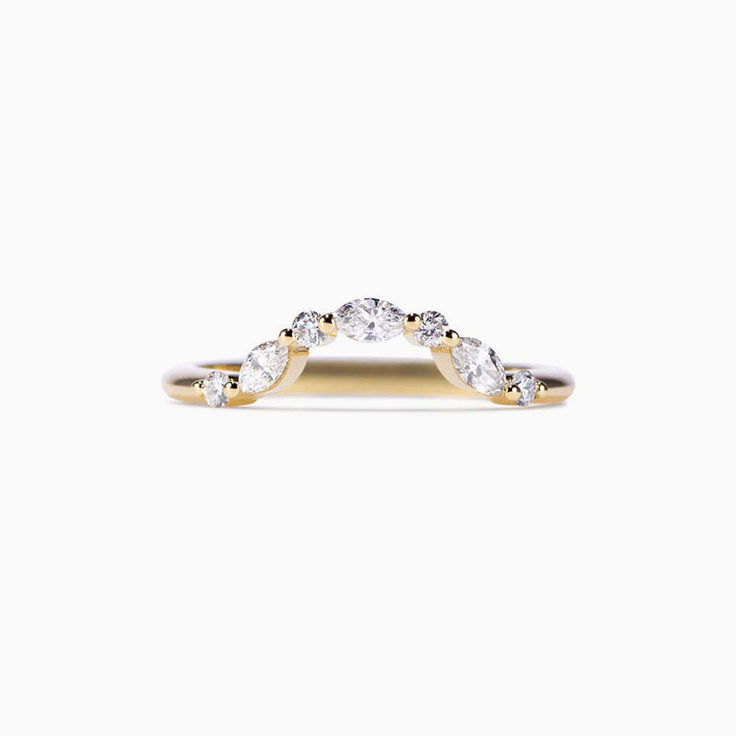 Marquise and round curve diamond ring