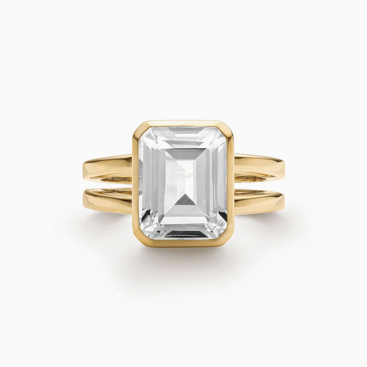 Emerald Cut Gemstone On Split Shank Band