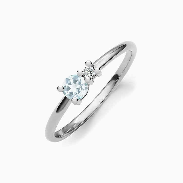Round Aquamarine And Diamond Ring