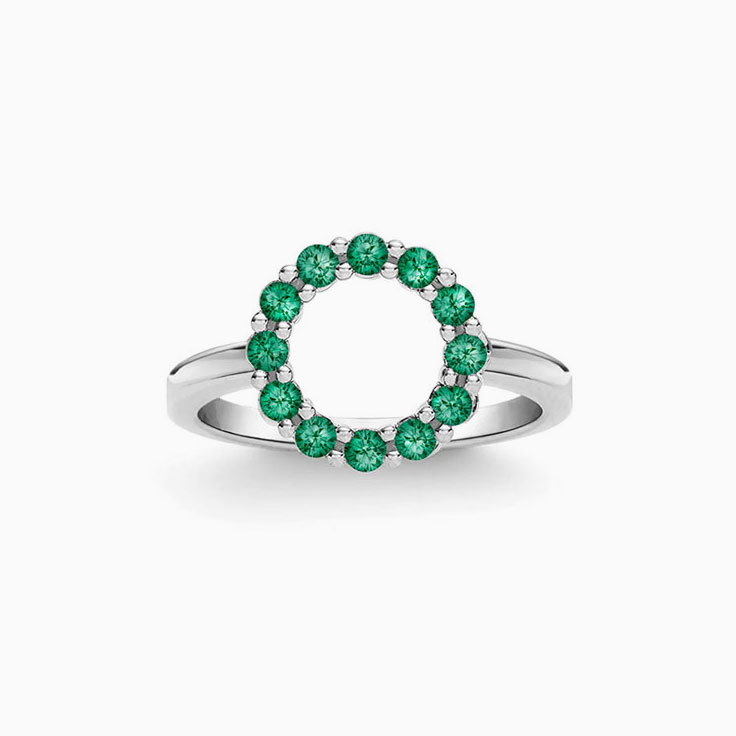 Open Circle Emerald Ring