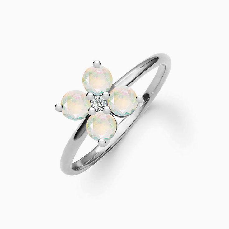 Quatrefoil Opal And Diamond Ring
