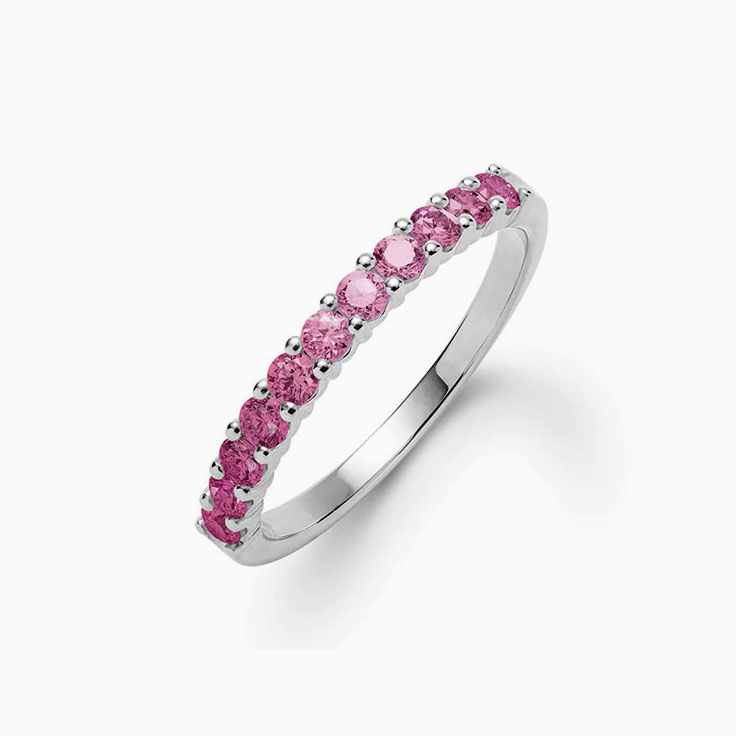 Half Eternity Pink Tourmaline Stackable Ring