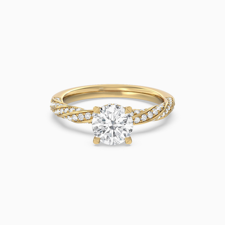 Lab Diamond Engagement Ring With Curled Pave Pattern