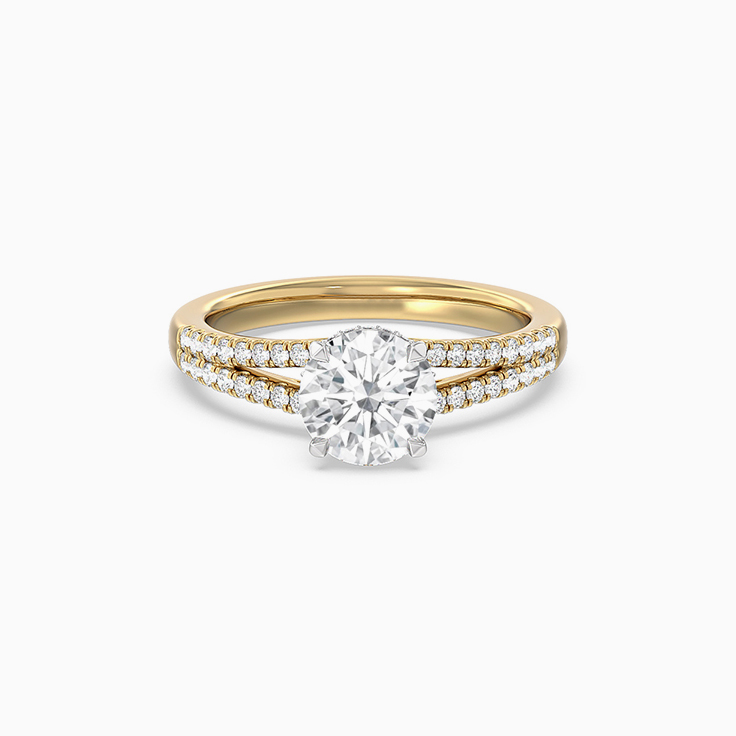 Round Hidden Halo Split Shank Lab Diamond Engagement Ring