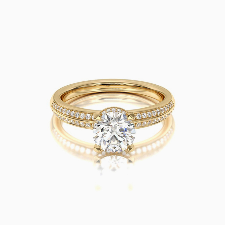 Round Double Paved Hidden Halo Diamond Engagement ring