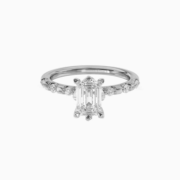 Lab Grown Floral Emerald Diamond Engagement Ring
