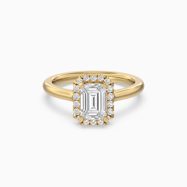 Lab Grown Emerald Diamond Halo Engagement Ring