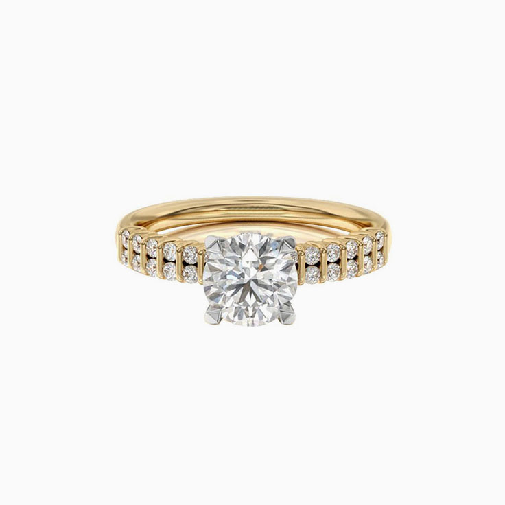 Double Pave Round Brilliant Lab Diamond Engagement Ring