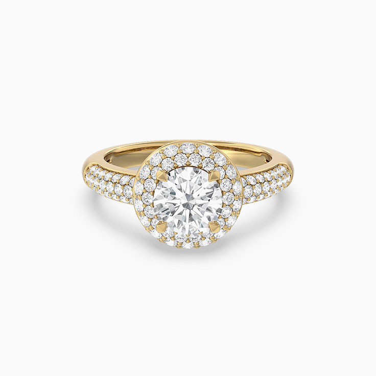 Lab Grown Round Diamond Engagement Ring With Duo Halo