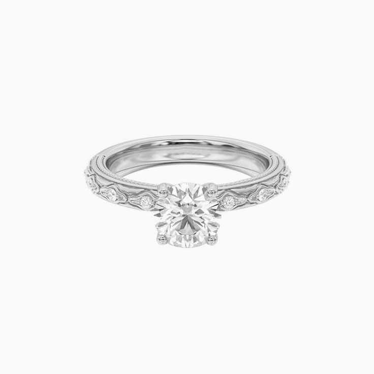 Lab Diamond Engagement Ring With Petal Design
