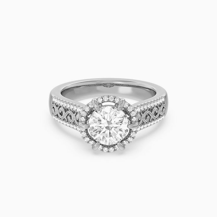 Antique Lab Grown Round Diamond Engagement Ring