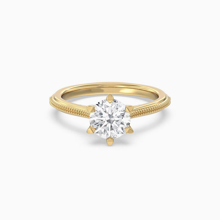 Unique engagement ring with round diamond