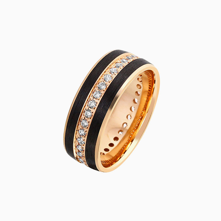 Carbon And Diamond Wedding Ring