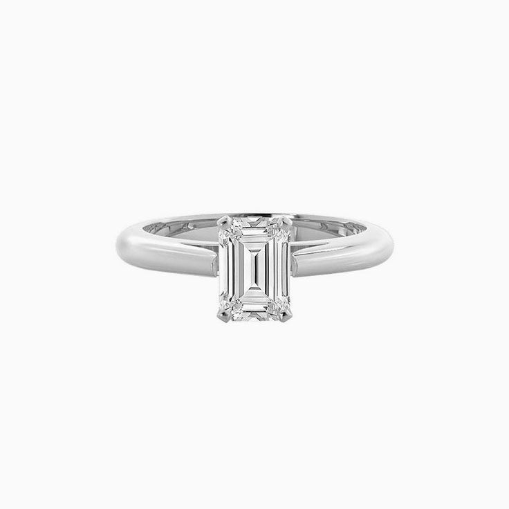 Emerald cut on a solid plain band