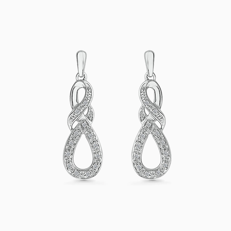 Diamond Knot Drop Earrings