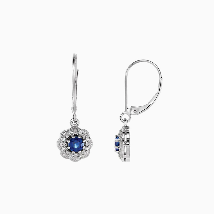 Blue Sapphire And Diamond Drop Earrings