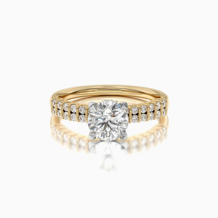 Double Pave Round Brilliant Engagement Ring