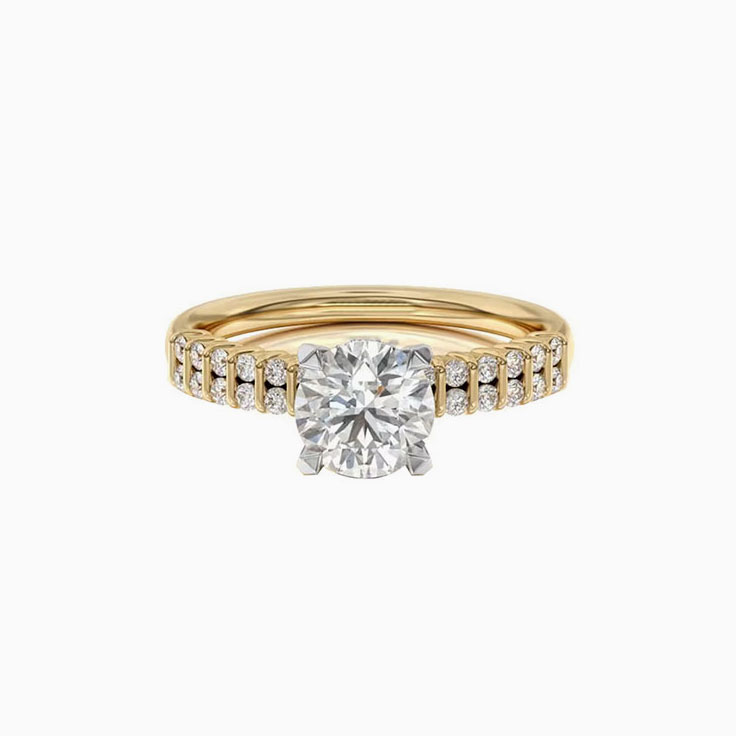 Double Pave Round Brilliant Engagement Ring