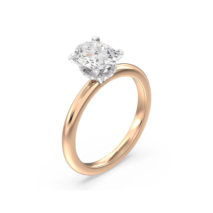 Oval Diamond With Hidden Halo