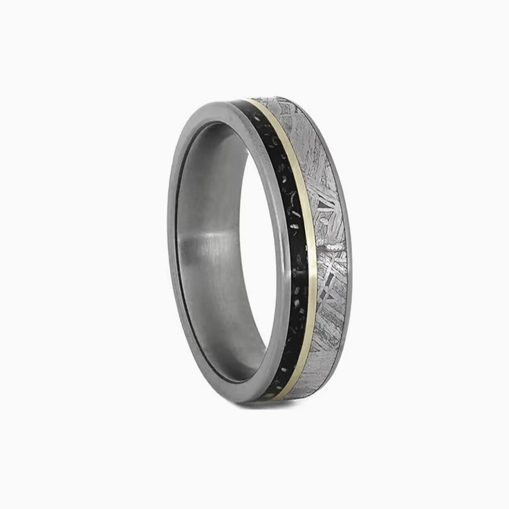 Womens Meteorite Ring With Stardust
